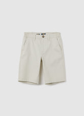 Ovs Beige Regular Fit Stretch Cotton Boy'S Shorts With Pockets