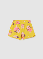 Ovs Girls' Yellow Cotton Shorts - Regular Fit
