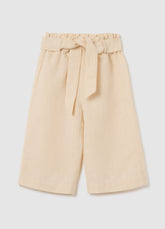 Ovs Girls' Beige Wide-Leg Culotte Trousers In Linen Blend