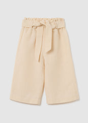 Ovs Girls' Beige Wide-Leg Culotte Trousers In Linen Blend