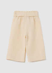 Ovs Girls' Beige Wide-Leg Culotte Trousers In Linen Blend