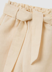 Ovs Girls' Beige Wide-Leg Culotte Trousers In Linen Blend