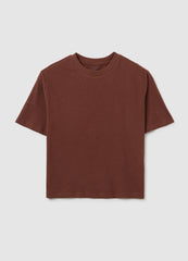 Ovs Boy'S Brown Cotton And Linen Regular Fit T-Shirt