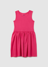 Ovs Girls' Pink Pure Cotton Dress Regular Fit