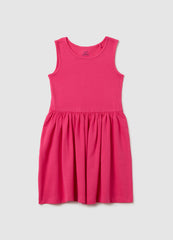 Ovs Girls' Pink Pure Cotton Dress Regular Fit