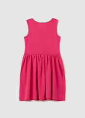 Ovs Girls' Pink Pure Cotton Dress Regular Fit