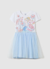 Ovs Girl'S Multi-Colour Cotton Blend Dress, Regular Fit