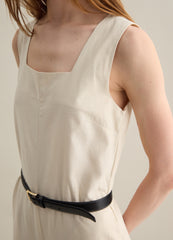 Ovs Sleeveless Beige Jumpsuit In Cotton And Linen