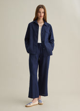 Ovs Piombo Blue Linen Trousers