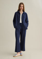 Ovs Piombo Blue Linen Trousers