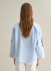 Ovs Light Blue Shirt With Embroidered Cotton Details