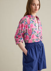 Ovs Cotton Shirt With Pink And Green Floral Print