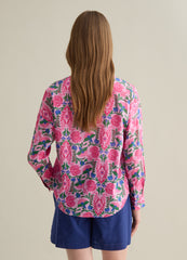 Ovs Cotton Shirt With Pink And Green Floral Print