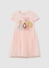 Ovs Girl'S Pink Cotton Dress Regular Fit