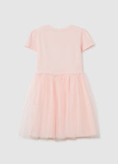 Ovs Girl'S Pink Cotton Dress Regular Fit