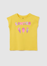 Ovs Yellow Cotton Regular Fit Girls' T-Shirt With Ice Creams
