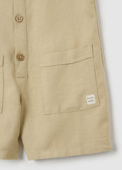 OVS Beige Linen Blend Regular Fit Baby Romper