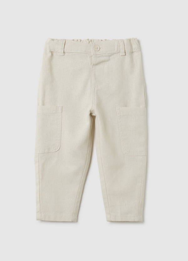 OVS Children'S Beige Linen Blend Trousers Regular Fit
