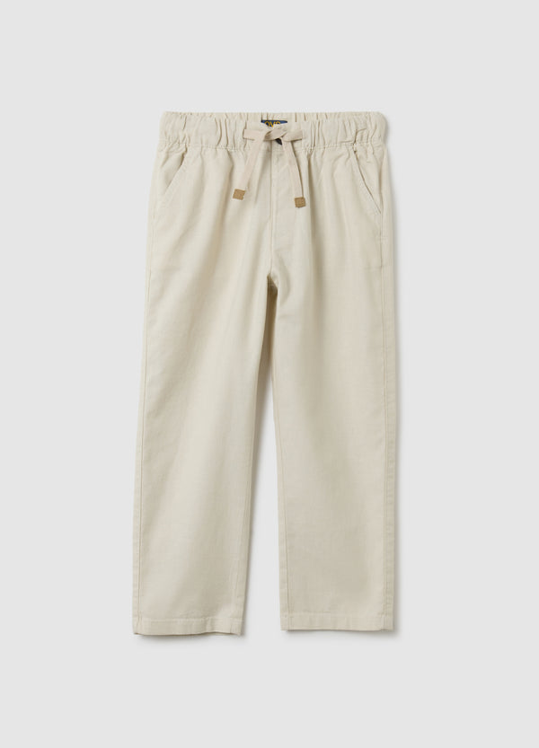 OVS Children'S Beige Linen Blend Relaxed Fit Trousers