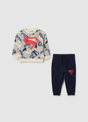 OVS Multicoloured Pure Cotton Superman Sweatshirt And Trousers Set For Children