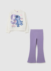 OVS White And Purple Cotton Girl'S Set