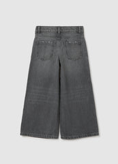 OVS Girls' Grey Wide Leg Jeans In Pure Cotton