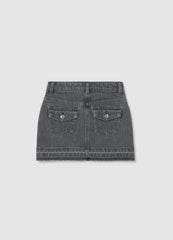 OVS Girls' Pure Cotton Grey Skirt With Rhinestones