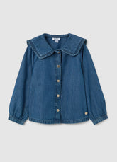 OVS Girls' Blue Denim Shirt With Classic Collar