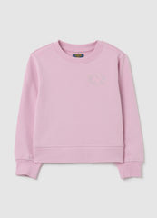 OVS Girl'S Pink Pure Cotton Sweatshirt With Rhinestones