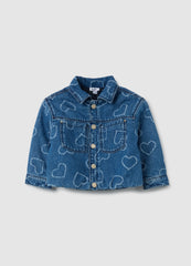OVS Girls' Pure Denim Cotton Jacket With Hearts