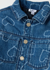 OVS Girls' Pure Denim Cotton Jacket With Hearts