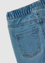 OVS Girls' Blue Denim Flare Jeans With Rhinestone Hearts