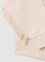 OVS Girls' Pink Cotton Hoodie Regular Fit With Fringes