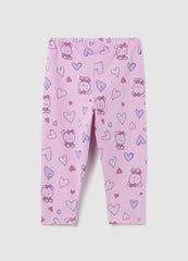 OVS Girls' Pink Cotton Leggings Regular Fit