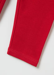 OVS Girls' Red Regular Fit Stretch Cotton Leggings
