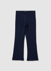 OVS Girls' Blue Cotton Blend Flare Trousers