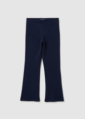 OVS Girls' Blue Cotton Blend Flare Trousers