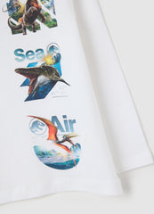 OVS Children'S Pure Cotton White Regular Fit T-Shirt With Jurassic World Print