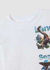 OVS Children'S Pure Cotton White Regular Fit T-Shirt With Jurassic World Print