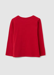 OVS Regular Fit Pure Cotton Red Baby Girl Top With Embroidered Bows