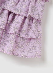 OVS Girls' Mixed Skirt With Purple Floral Print