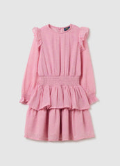 OVS Girl'S Regular Fit Pink Dress With Ruffles