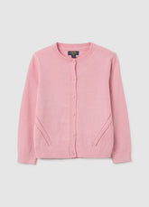 OVS Girls' Pink Regular Fit Cotton Blend Cardigan