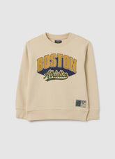 OVS Children'S Beige Pure Cotton Sweatshirt Regular Fit With Boston Athletics Print