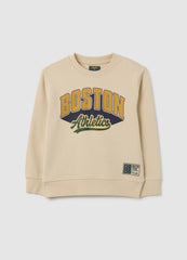 OVS Children'S Beige Pure Cotton Sweatshirt Regular Fit With Boston Athletics Print