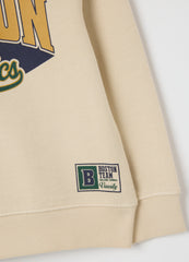 OVS Children'S Beige Pure Cotton Sweatshirt Regular Fit With Boston Athletics Print