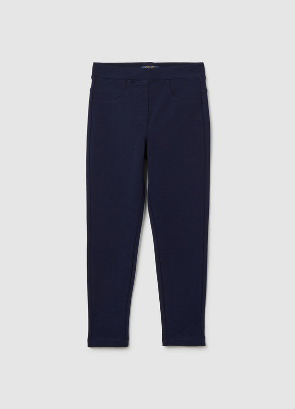 OVS Girls' Blue Cotton Slim Fit Leggings