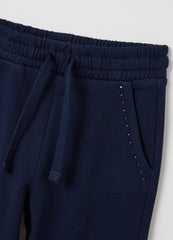 OVS Girls' Blue Pure Cotton Regular Fit Trousers