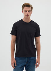 OVS Black Cotton Regular Fit T-Shirt
