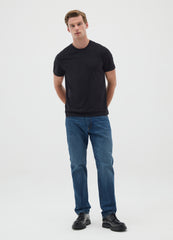 OVS Black Cotton Regular Fit T-Shirt